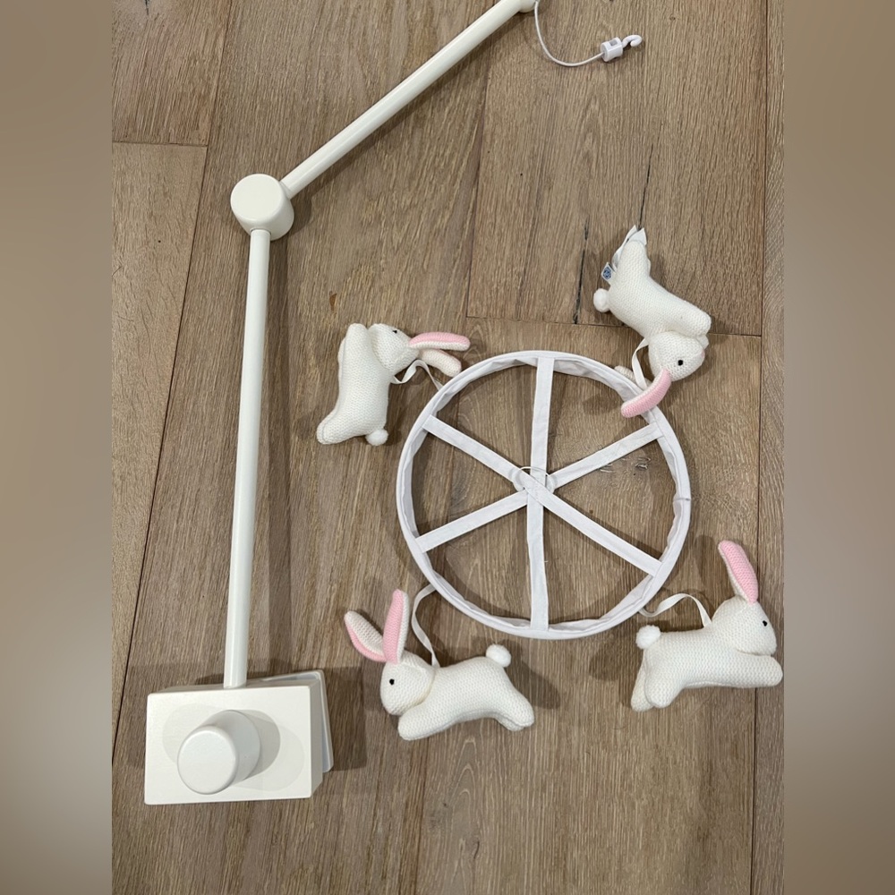 Pottery Barn Bunny Musical Mobile plus Crib Mobile Arm